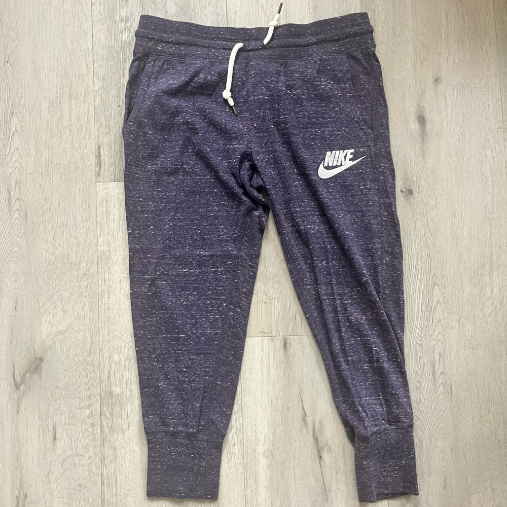 Nike Dark Purple Joggers with White Logo